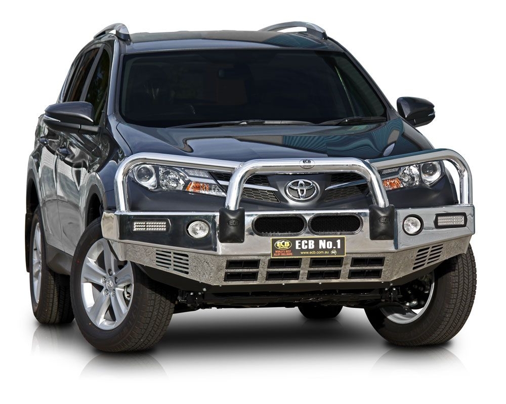 ECB Polished Big Tube Bullbar with Bumper Cut for TOYOTA RAV4 01/13 ...