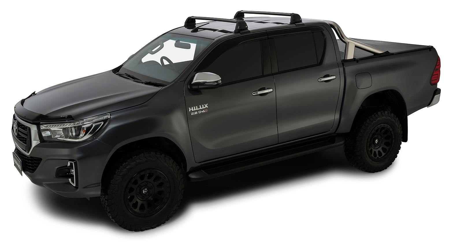 Rhino Vortex ROC25 Flush Black 2 Bar Roof Rack for TOYOTA Hilux